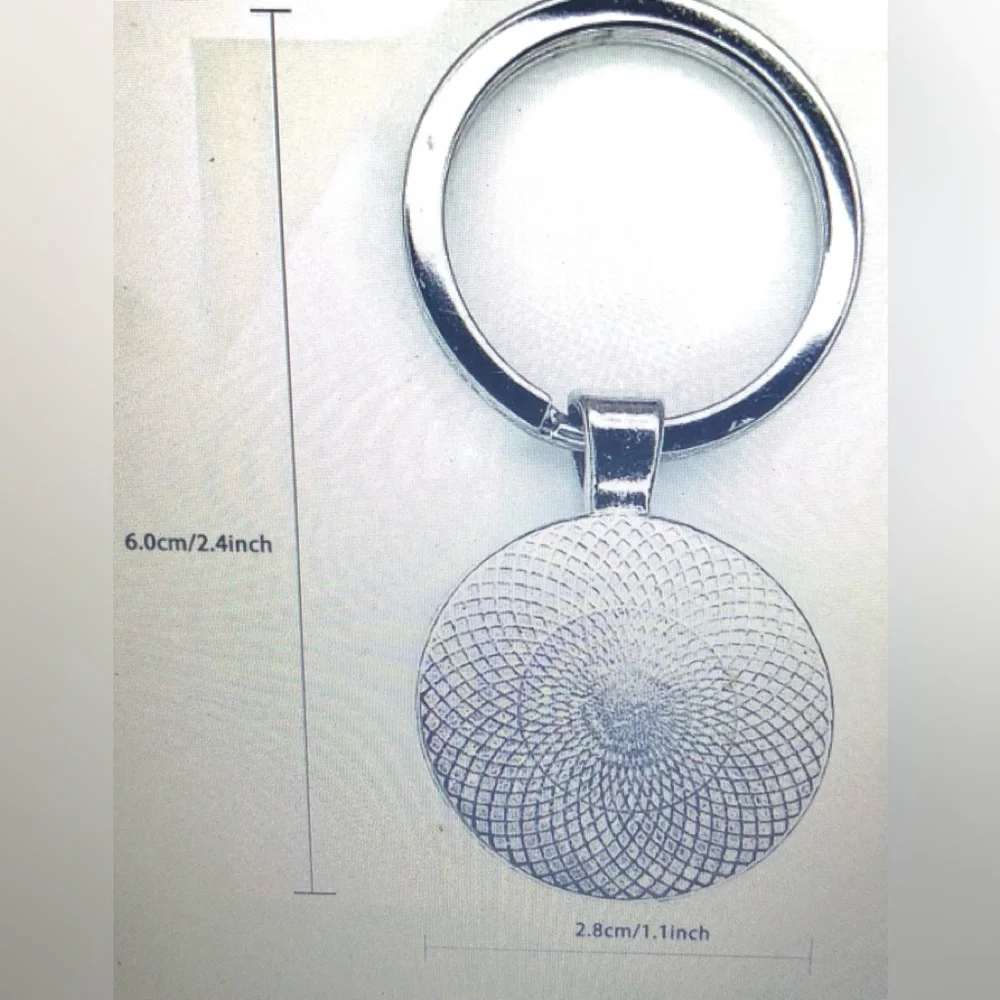 Keychain Ring Letter A Flowers white